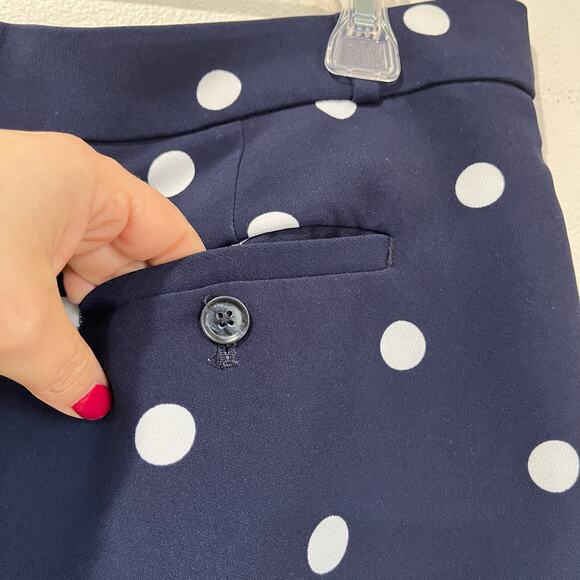 Banana Republic Avery Straight Ankle Pants Navy Polka Dot Stretch Women’s Sz 4 - Picture 6 of 9